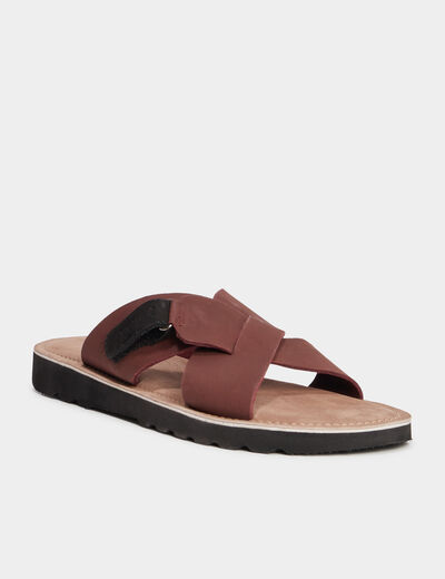 Sandales en cuir marron homme