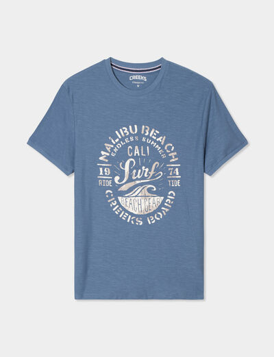 T-shirt droit manches courtes coton bleu foncé homme