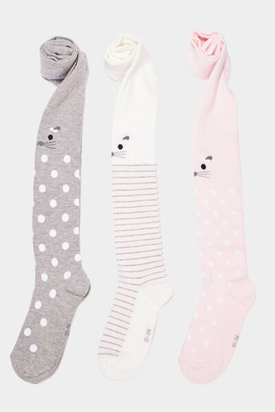 Lot 3 collants multicolore fille