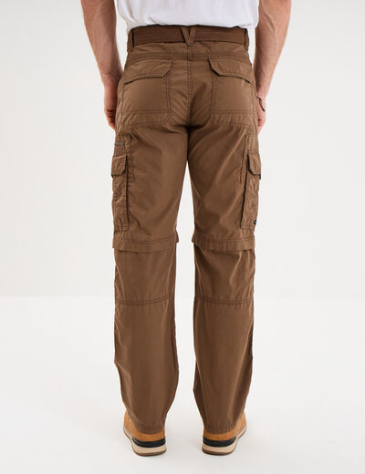 Pantalon cargo 2-en-1 modulable bermuda marron fonc&eacute; homme