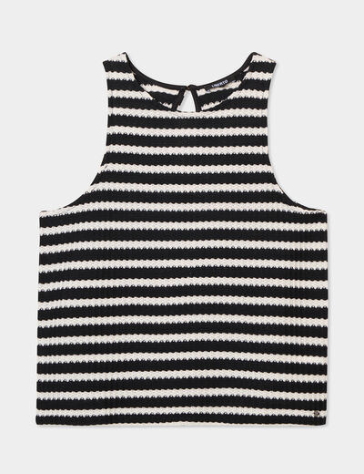 Débardeur effet crochet noir femme