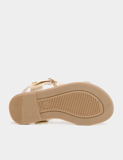 Sandales avec brides d'attache cheville jaune or fille