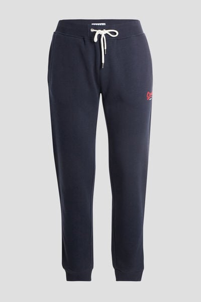 Pantalon jogging ajust&eacute; bleu marine homme