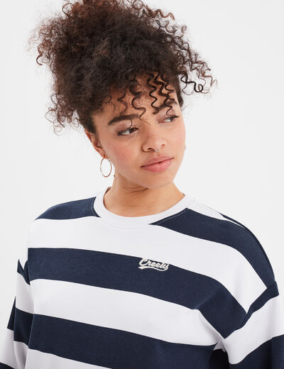 Sweat court manches longues Creeks bleu marine femme