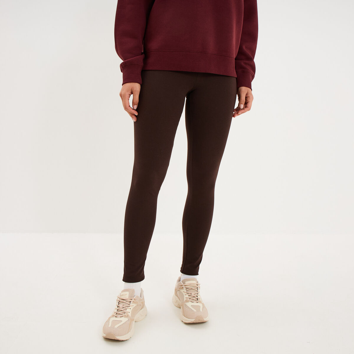 Legging taille haute marron fonc&eacute; femme