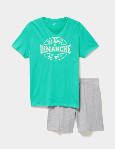 Ensemble pyjama avec short et t-shirt vert menthe homme
