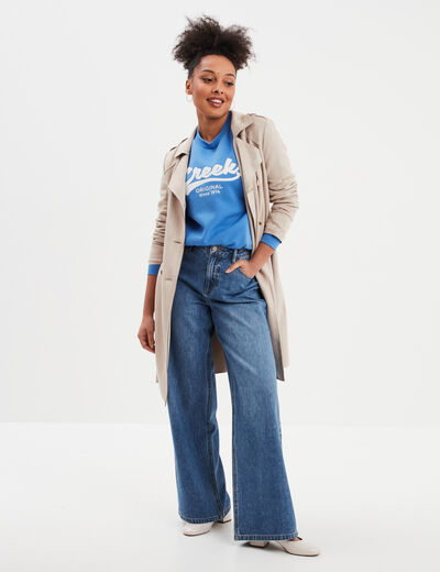Sweat col rond manches longues Creeks bleu femme