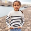 Pull marinière épaule boutonnée Creeks ecru fille