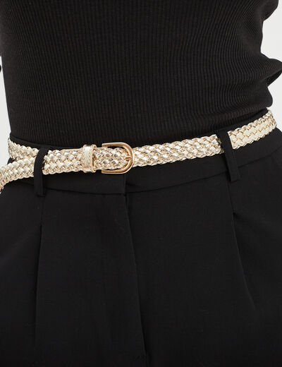 Ceinture tress&eacute;e m&eacute;tallis&eacute;e couleur or fille