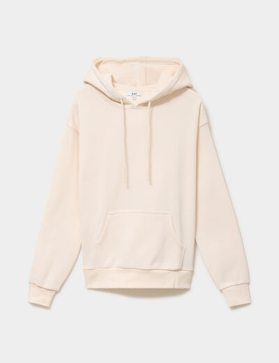 Sweat hoodie molleton &agrave; capuche sable femme