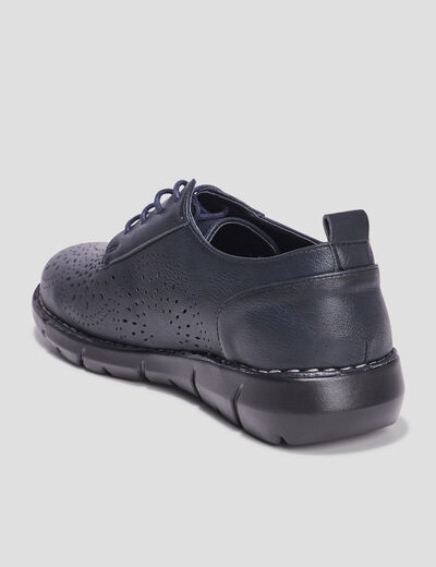 Derbies à lacets compensées bleu marine femme