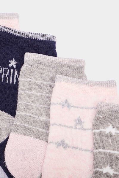 Lot 5 paires chaussettes rose b&eacute;b&eacute; fille