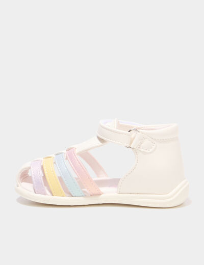 Sandales &agrave; scratchs semelle souple multicolore b&eacute;b&eacute; fille
