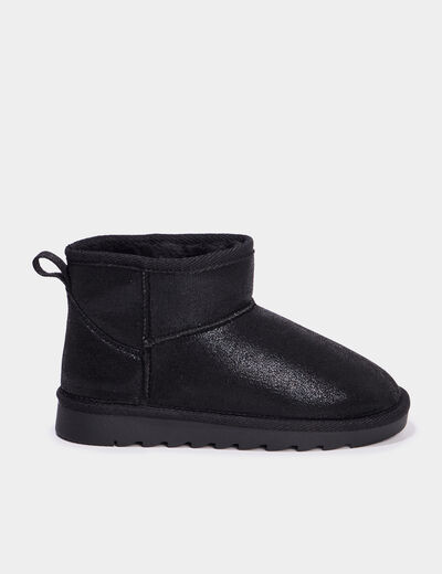 Bottines fourr&eacute;es plates noir fille