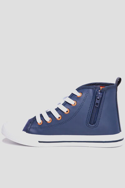 Baskets montantes zippées Naruto bleu marine garçon