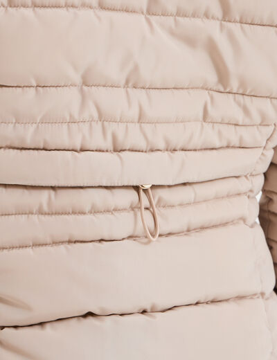 Doudoune courte cintrée à capuche beige femme