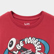 T-shirt col rond manches courtes coton rouge fonc&eacute; gar&ccedil;on