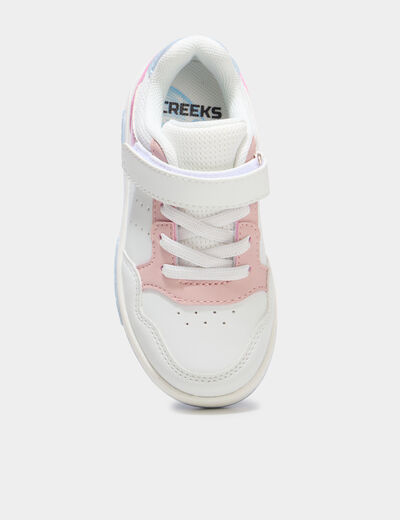 Tennis basses &agrave; scratchs bout renforc&eacute; blanc fille