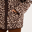 Veste sherpa doubl&eacute;e boutonn&eacute;e beige clair femme
