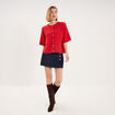 Gilet boutonn&eacute; manches courtes col rond rouge femme