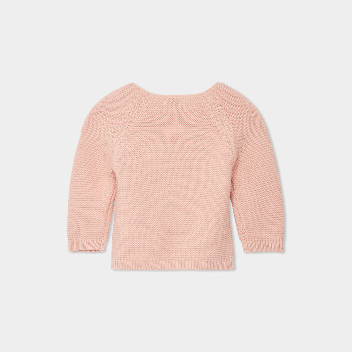 Brassière naissance tricot nouée coton rose poudrée bébé fille