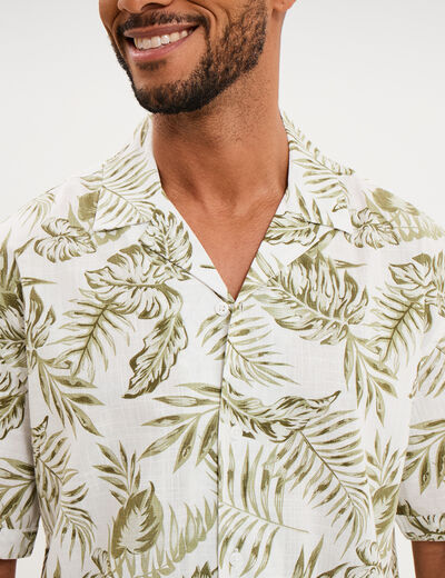 Chemise en coton manches courtes vert olive homme