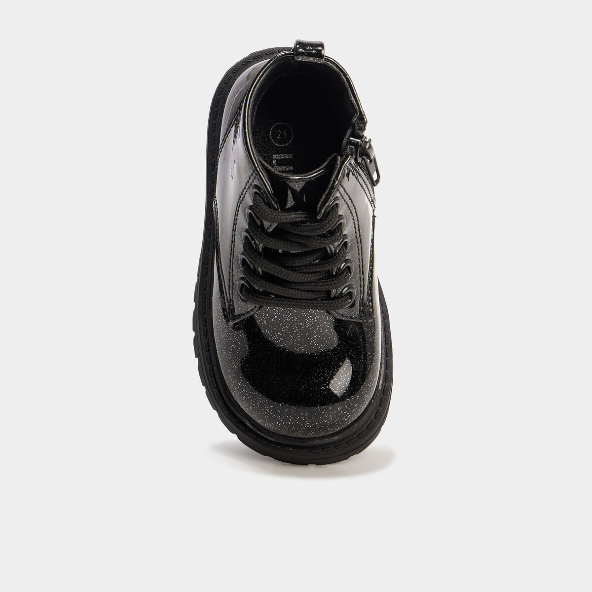 Boots crantées vernies à paillettes noir bébé fille