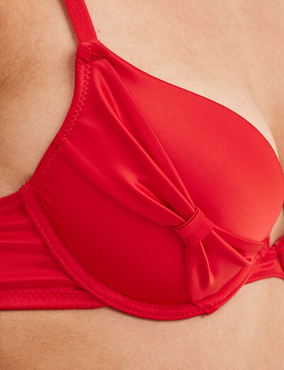 Soutien-gorge push-up paddé effet satin rouge femme