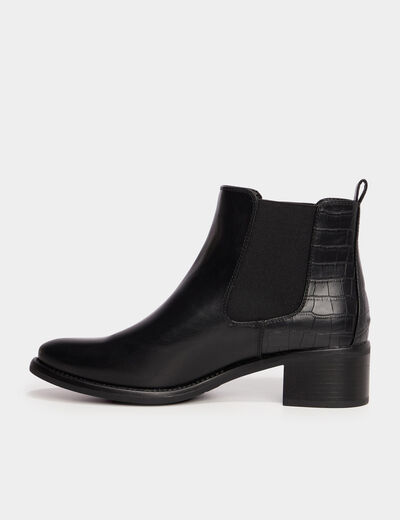 Bottines chelsea talons croco noir femme
