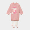 Ensemble robe pull et collants rose poudr&eacute;e b&eacute;b&eacute; fille