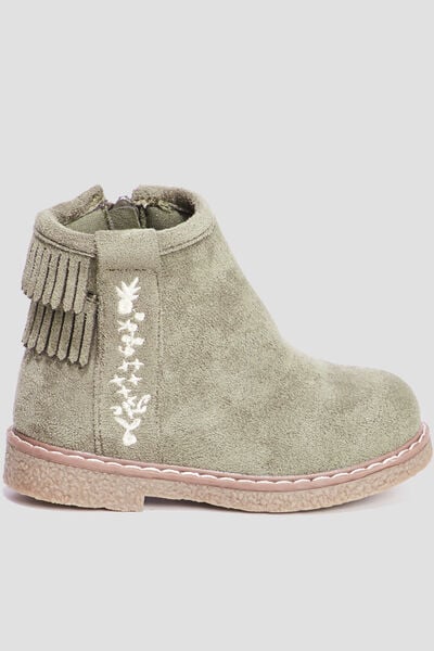 Bottines franges vert kaki b&eacute;b&eacute; fille