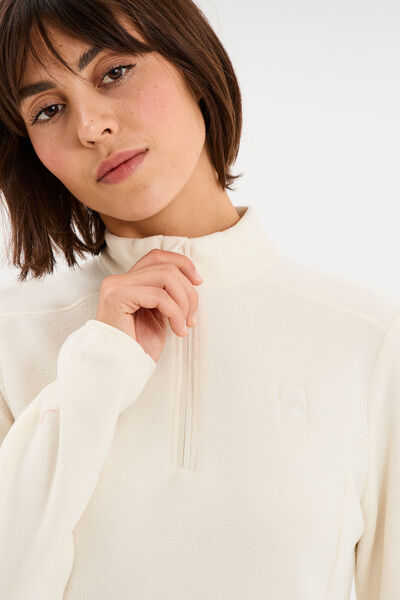 Sweat polaire col camionneur blanc femme