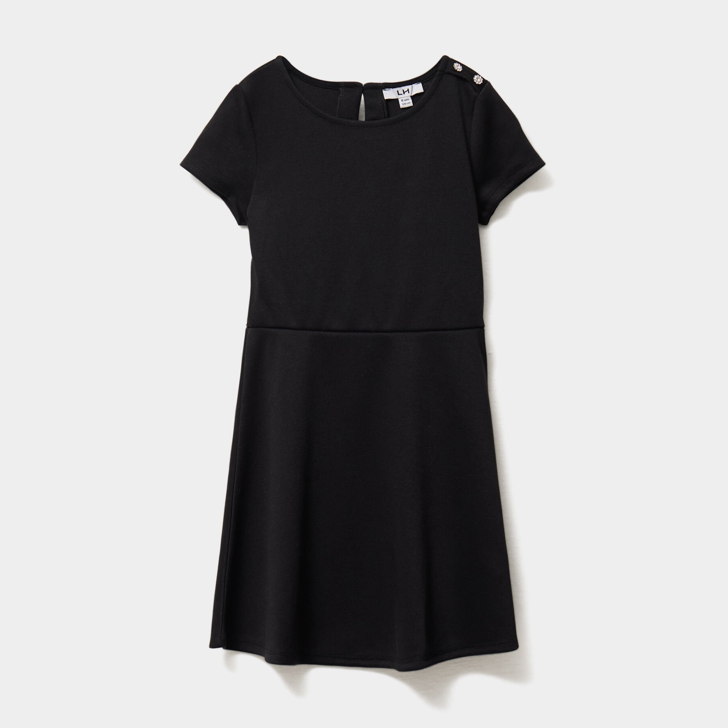 Robe patineuse manches courtes noir fille LH