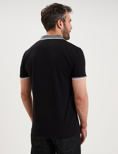 Polo slim manches courtes stretch noir homme