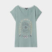 T-shirt coton col en V manches courtes bleu canard femme