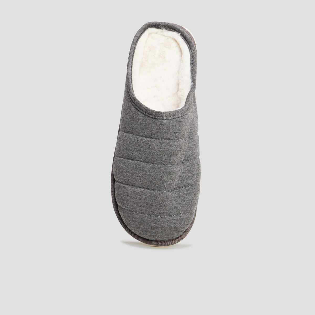 Chaussons mules matelassés fourrés gris homme