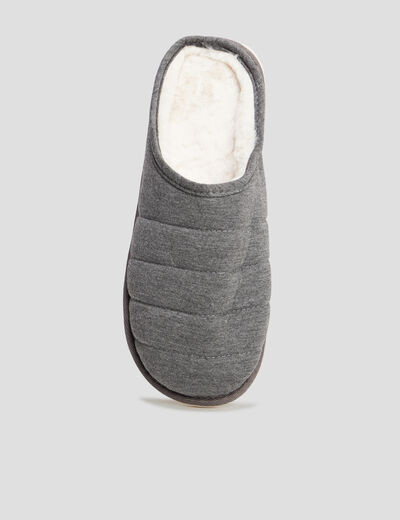 Chaussons mules matelassés fourrés gris homme