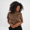 T-shirt coton col rond manches courtes camel femme