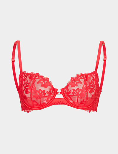 Soutien-gorge emboîtant dentelle rouge femme