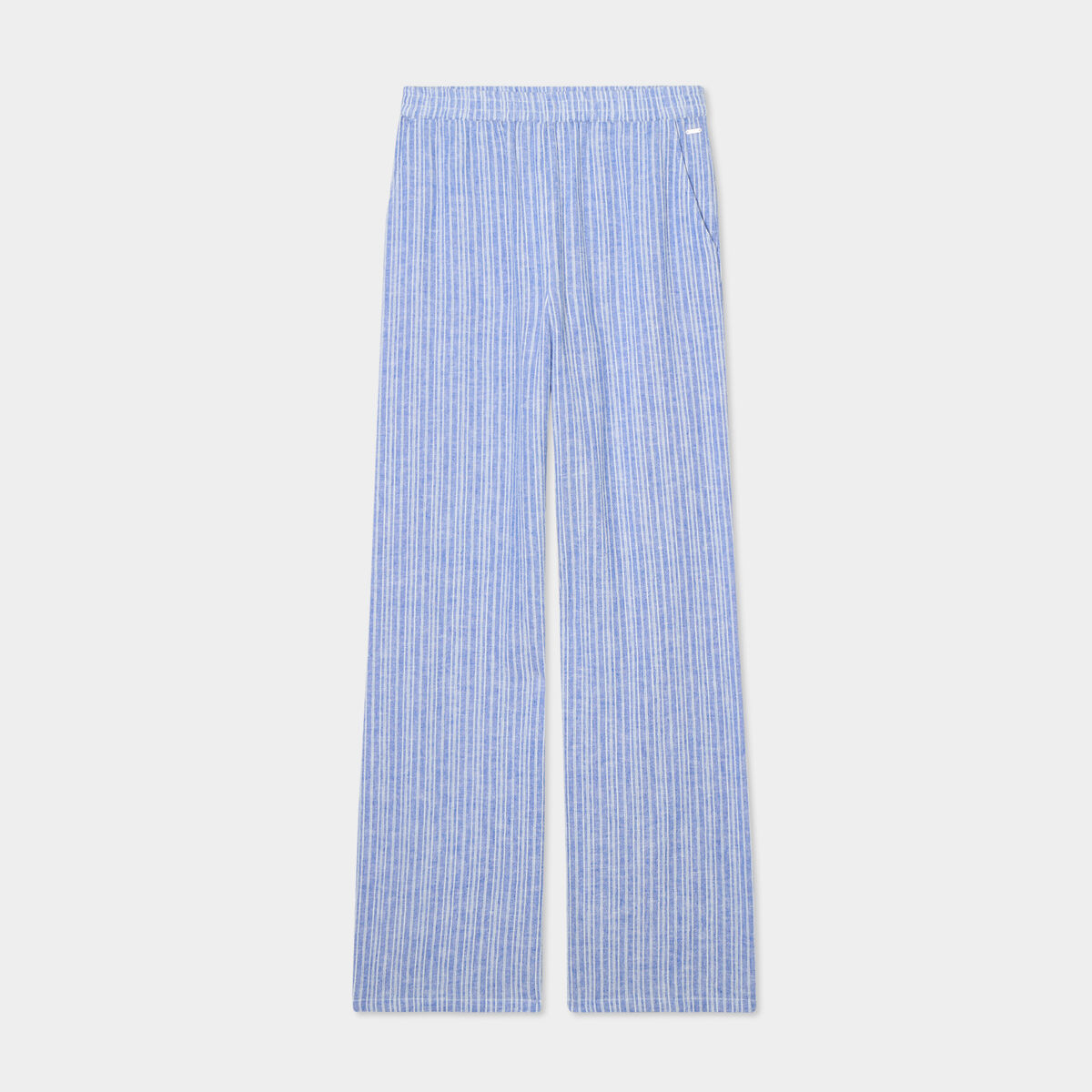 Pantalon large taille élastiquée bleu femme