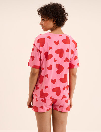Ensemble pyjama short et t-shirt coton rose femme