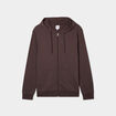 Sweat zippé molleton à capuche marron foncé homme