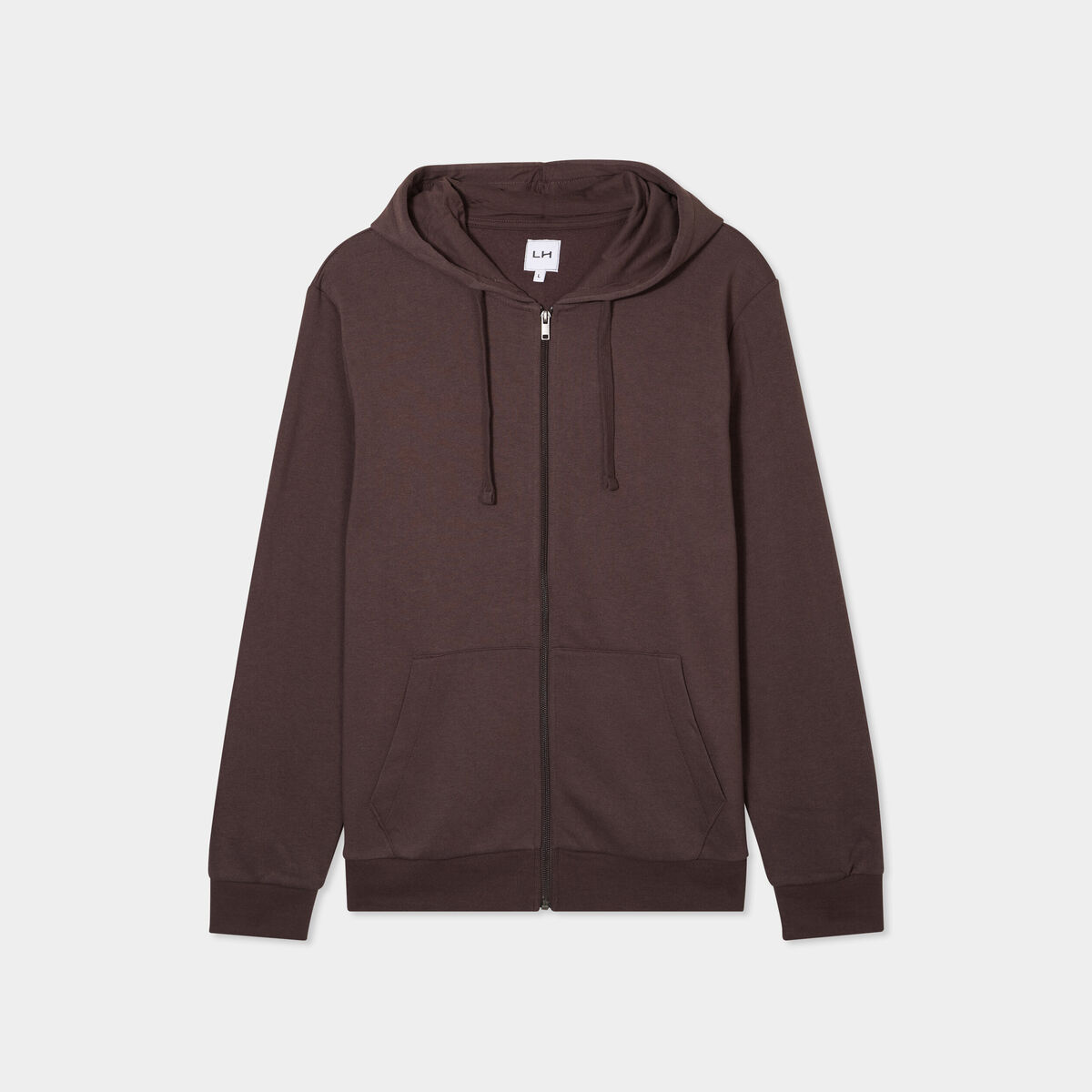 Sweat zippé molleton à capuche marron foncé homme