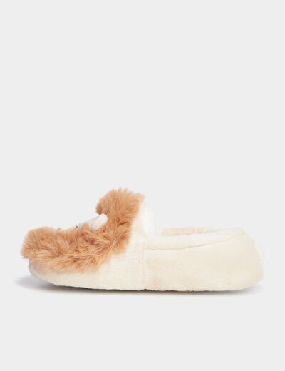 Chaussons fausse fourrure marron clair garçon