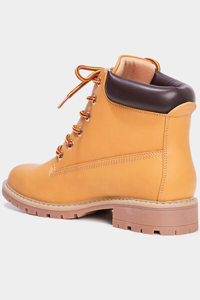 Bottines crant&eacute;es jaune moutarde femme