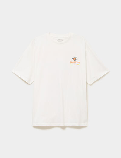 T-shirt relax manches courtes coton blanc homme