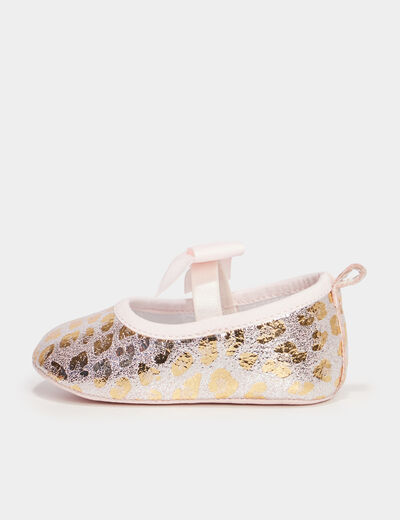 Bottons ballerines avec bride élastiquée jaune or bébé fille