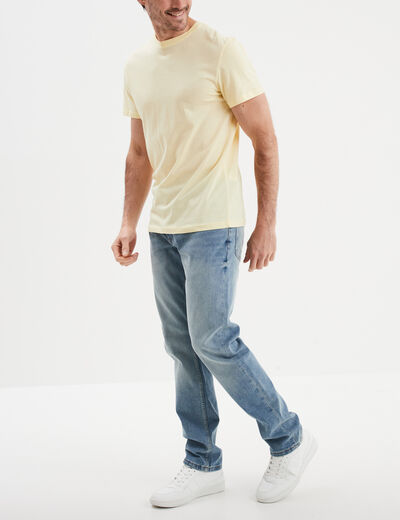 T-shirt droit en coton manches courtes jaune clair homme