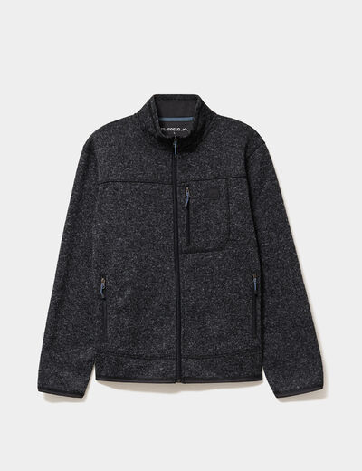 Gilet manches longues col montant gris fonc&eacute; homme