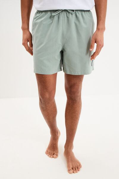 Short de bain droit taille &eacute;lastiqu&eacute;e vert pastel homme
